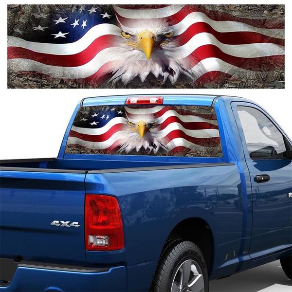 

universal white-headed eagle flag car graphics rear windshield car stickers truck suv cartoon decor sunshade