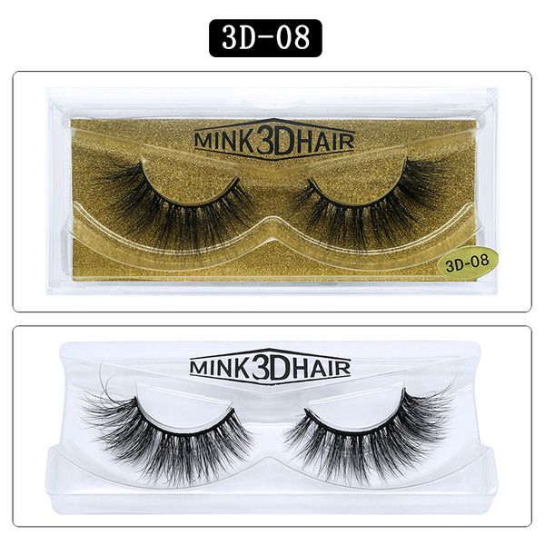 3D Mink cílios lado longo natural feito de cabelo pele real min cílios postiços reutilizáveis ​​macio vívida fácil de usar 25 modelos DHL grátis
