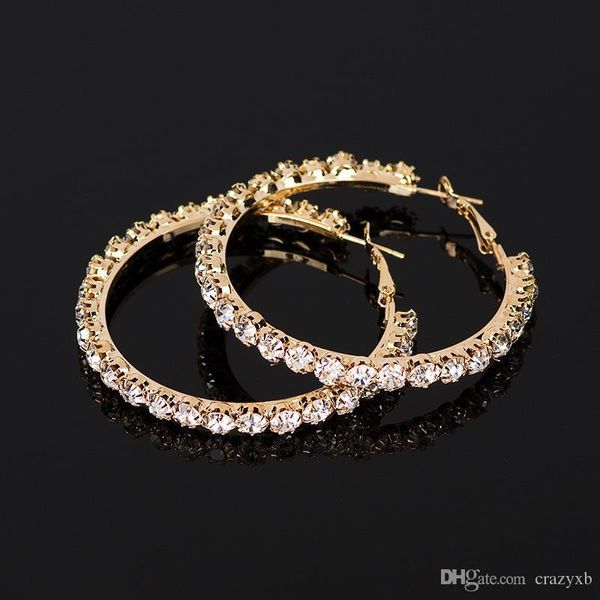 

yfjewe 2018 new designer crystal rhinestone earrings women gold sliver hoop earrings fashion jewelry earrings for women #e029, Golden;silver