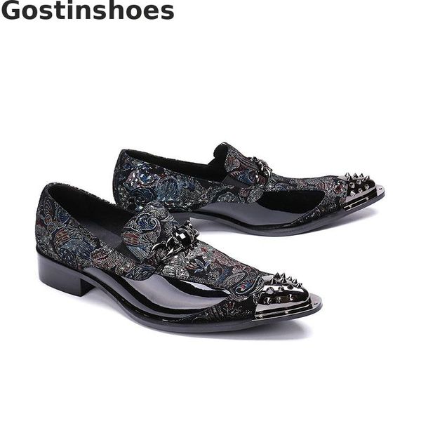 

black genuine leather men leather shoes casual shoes embroidered pointed slip-on leisure loafer oxfords rubber outsole