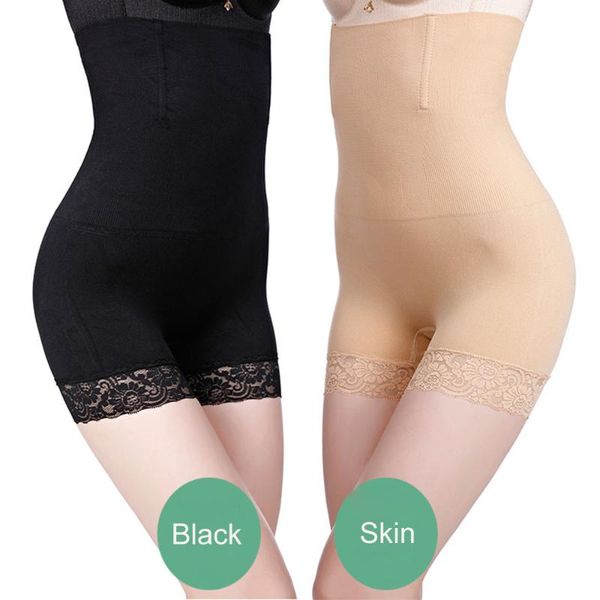 

high elastic shapewear for women tummy control shorts lace panty hip bulifter mid thigh body shaper bodysuit waist trainer, Black;white