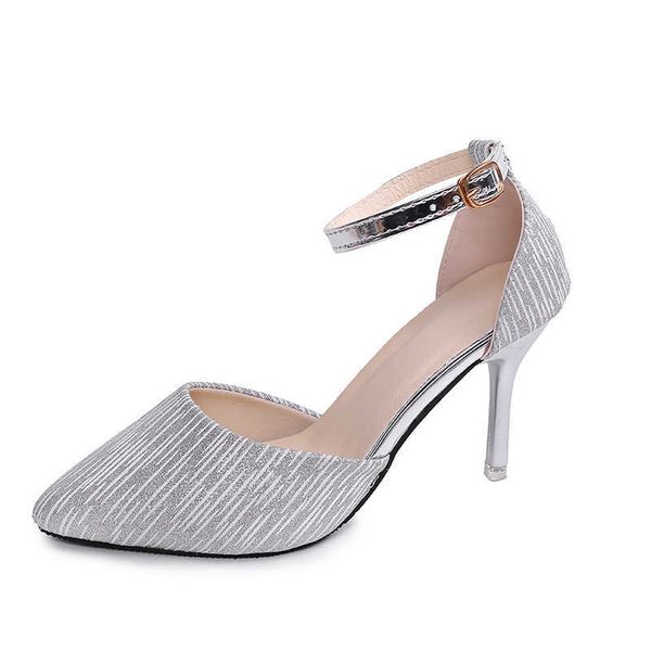 

2019 sandalias femeninas high heels autumn flock pointed sandals female summer shoes mujer zapatos mujer pumps, Black