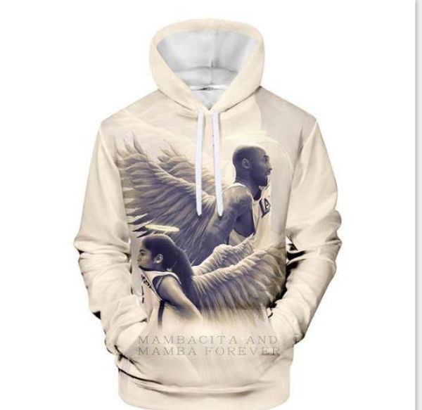 

male mamba spirit womens designer hoodies fashion 3d printed celebrite memorial hooded sweatshirts casual mens and womens pullover, Black