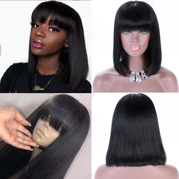 Grosshandel Promi Perucke Lace Front Perucke Mit Bang Long Bob Cut 10a Chinesisches Menschenhaar Volle Spitzeperucken Fur Schwarze Frauen Schnelles