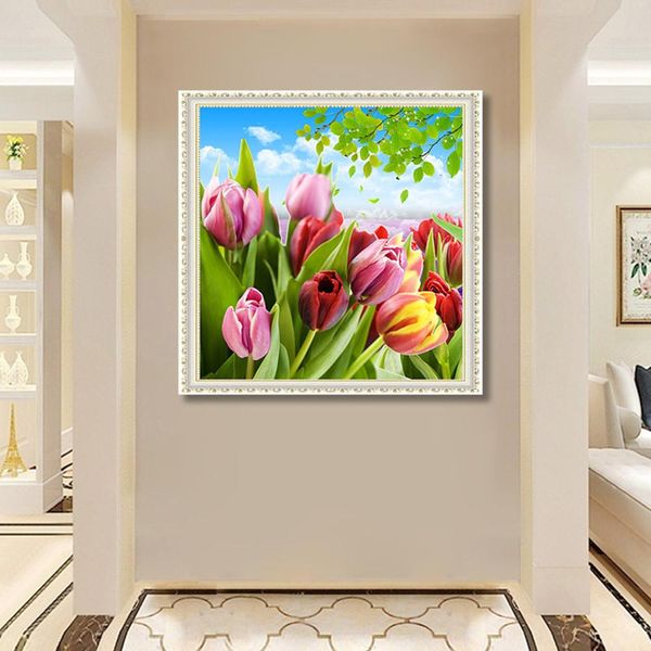 

diy's new 5d diamond painting living room explosive shelf rose bedroom cross embroidery brick sticker painting