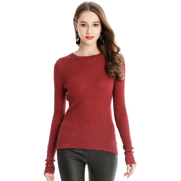 

new basic ribbed knit womens sweater pullover rib knitted long sleeve with thumb hole women's sweaters, White;black