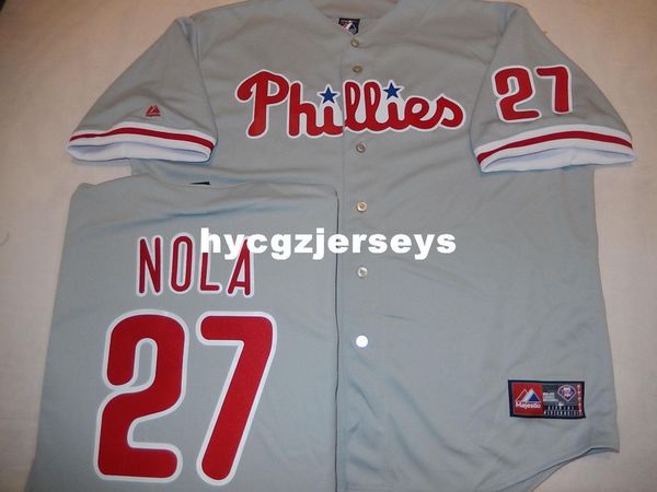 

baseball pp #27 aaron nola shirt jersey gray new mens stitched jerseys big and tall size xs-6xl for sale