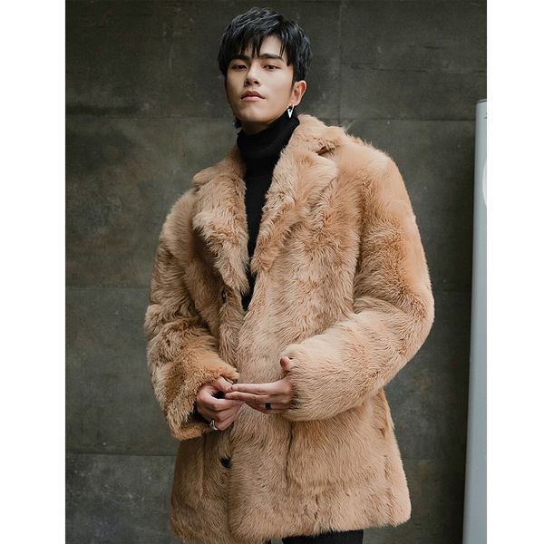 

men's b3 shearling jacket men's long leather coat winter warm jacket, Black