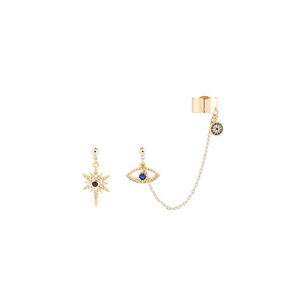 

new star earrings korea 925 sterling silver stud earrings devil's eye asymmetric