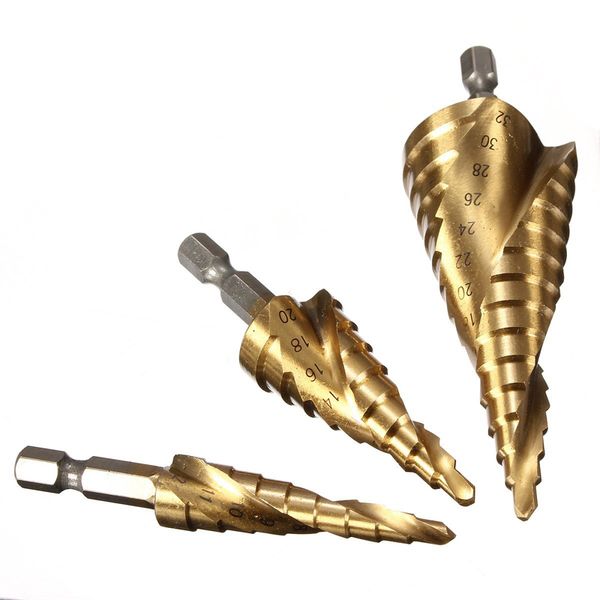 

new 3 tlg hss step drill bit drill set 4-12mm/ 4-20mm/ 4-32mm