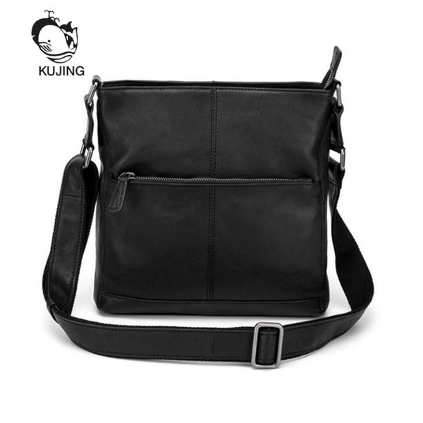 

kujing men's bag leather men's business shoulder bag travel casual messenger quality retro men leather bags