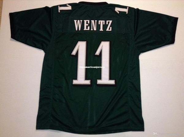 

retro custom sewn stitched #11 carson wentz green mitchell & ness jersey s-5xl,6xl men's football jerseys rugby, Black;blue