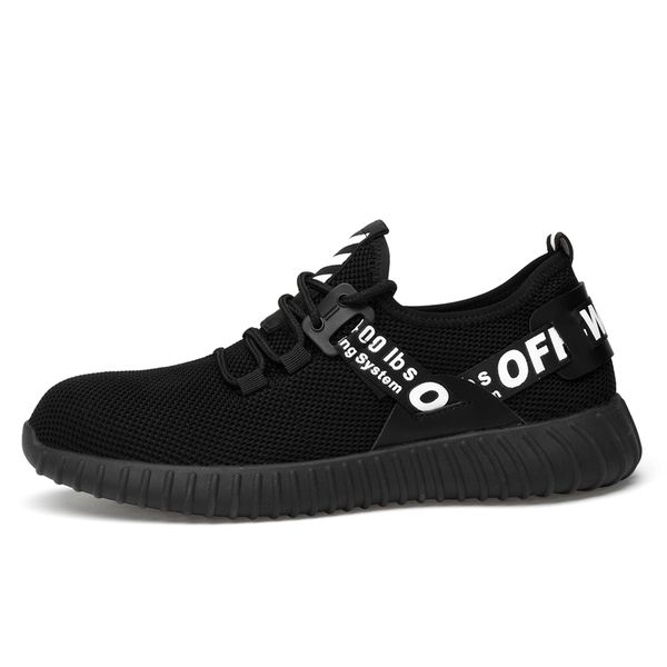 

men's breathable work safety shoes men outdoor anti-slip steel puncture proof construction safety boots shoes steel toe cap, Black