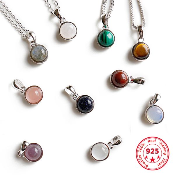

100% 925 sterling silver customizable natural malachite labradorite crystal agate opal tigereye gem pendants jewelry