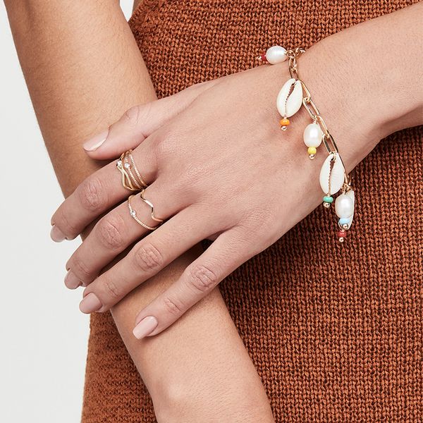 

bohemian gold thick chain shell bracelet for woman fashion imitate pearl multicolor bead boho charm bracelet jewelry wholesale, Black