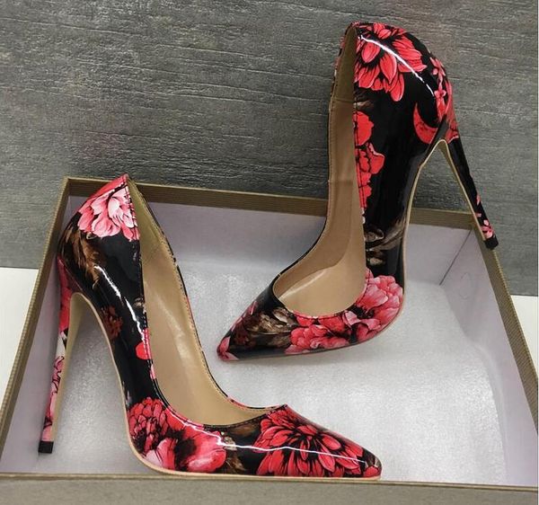 

2019s fashion women wedding girls print patent leather poined toes high heeled heels shoes stiletto heel shoes pumps 12cm 10cm