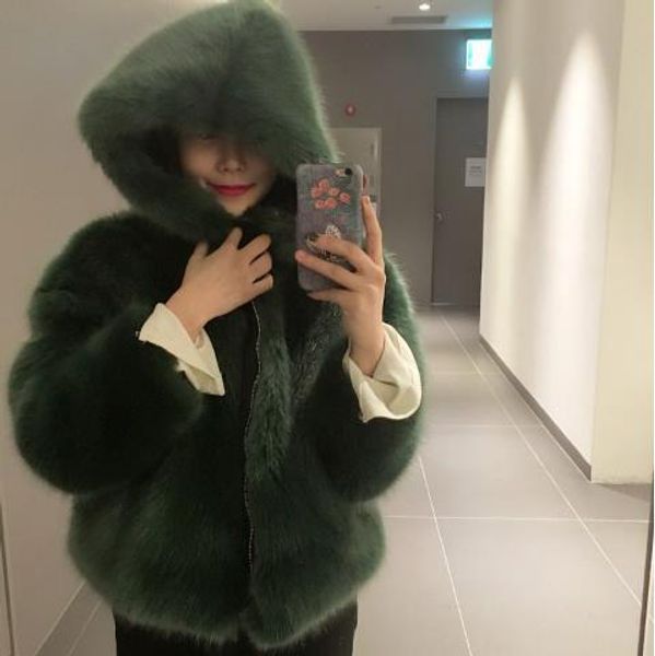 

2019 winter women's faux fur jacket artificial fur overcoat furry coat femme plus size furry fake outwear z54, Black