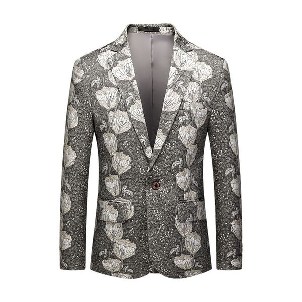 

модные urban casual костюм мужской деловой случай printed куртка однобортный дизайн куртки костюма mens этапа куртки, White;black