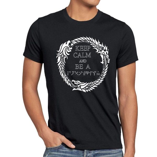 

сохраняйте спокойствие и dragonshout herren t-shirt skyrim забвение драконорожденные геймер дракона лето короткие рукава хлопок моды майка, White;black