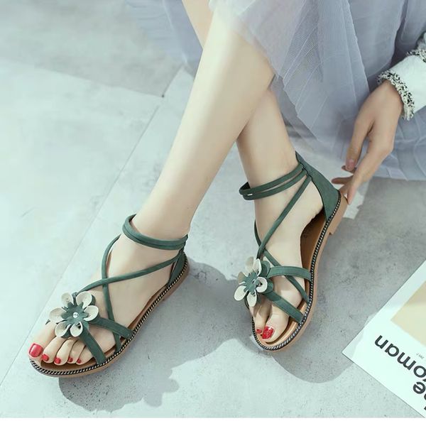 

nets red sandals women s tide summer 2019 new korean version students simple gentle breeze flat bottom fairy shoes, Black