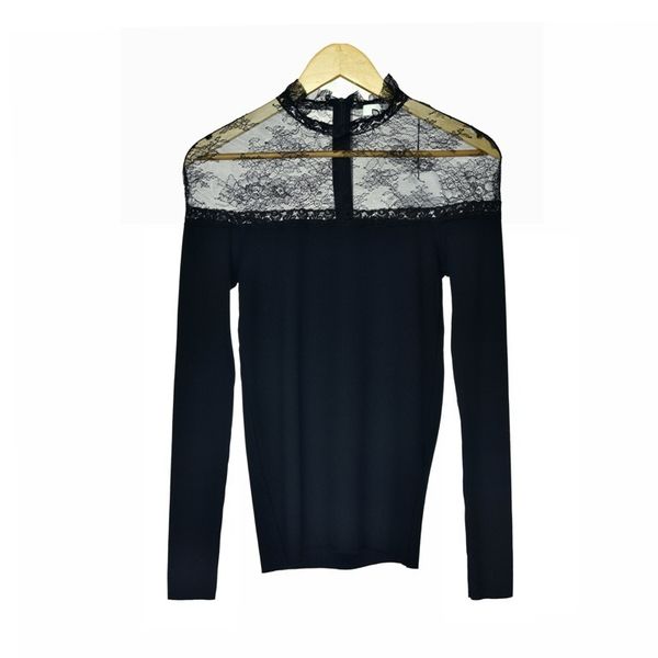 

18 сладкий кружева сращивание вязание рубашка top marielt11526h85235, White;black