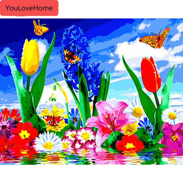 

картина по номерам цветы наборы бабочка холст handpainted картина diy искусства домашнего украшения подарок холст живопись искусство