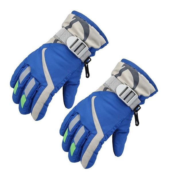 

children boys girls waterproof winter snow ski gloves thicken lining warm outdoor riding windproof anti-slip mittens with buckle