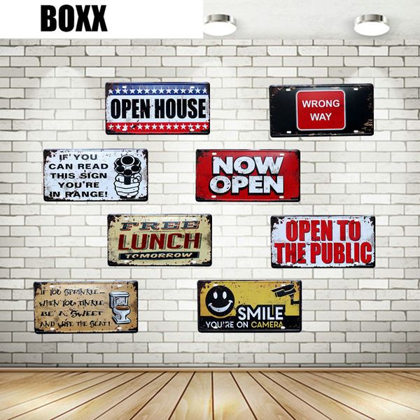 

теперь добро пожаловать открыть металлический знак бесплатный обед номерной знак железо живопись стена ktv бар кофе дома декор улыбкой жестя