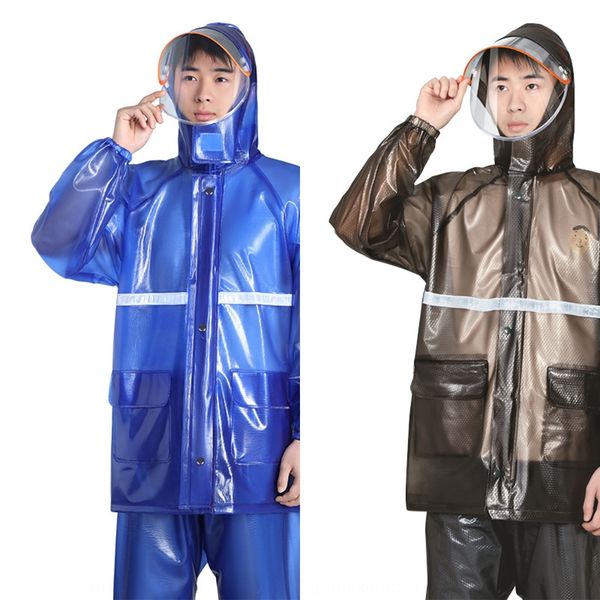 

ndmtj raincoat set men's whole body split waterproof protective bicycle bicycle thickened cycling poncho double brim protective rainco, Red;brown