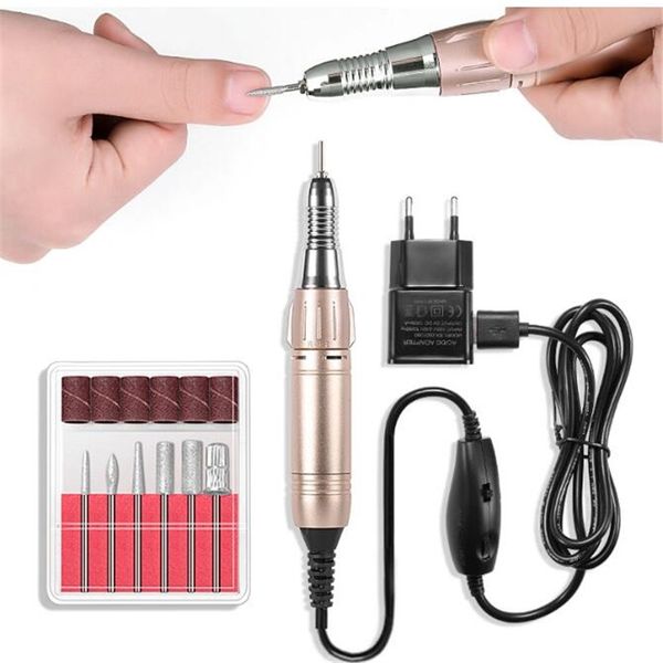 

5000/20000 rpm electric nail drill bits set usb mill cutter machine for manicure nail tips manicure electric nail pedicure file a095, Silver