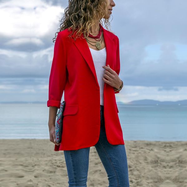 

женщины осень куртка пальто мода открытым стежком работы офис леди костюм повседневная slim fit бизнес женский куртка пальто и пиджаки, Black;brown