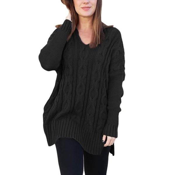 

new arrival women casual v neck loose fit knit sweater pullover woman sweater 2018 c30816, White;black