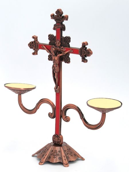 

hankroi 9 inch metal standing crucifix cross with candlestick