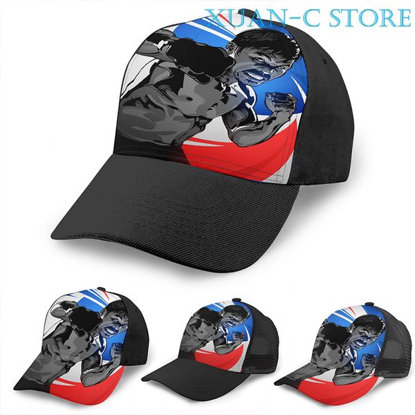 

manny pacquiao basketball cap men women fashion all over print black hat, Blue;gray