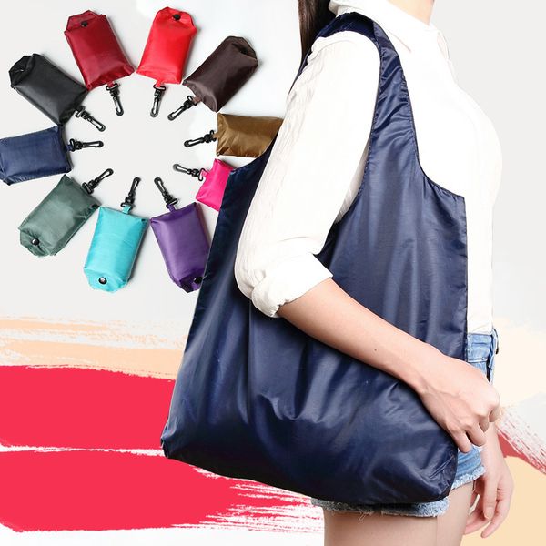 

10styles Pure color Folding Portable Shopping Bag Supermarket Environmental pouch Large Capacity solid Waterproof Storage Bags 40*40 FFA1856