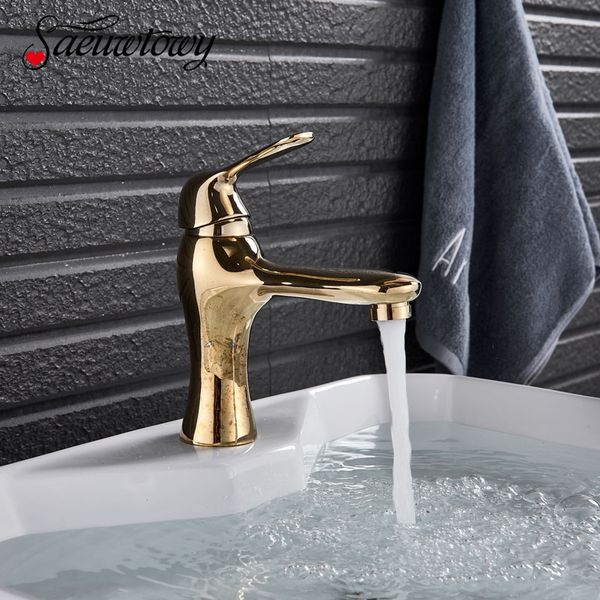 

saeuwtowy gold basin faucet deck mounted single holder one hole & cold mixer tap