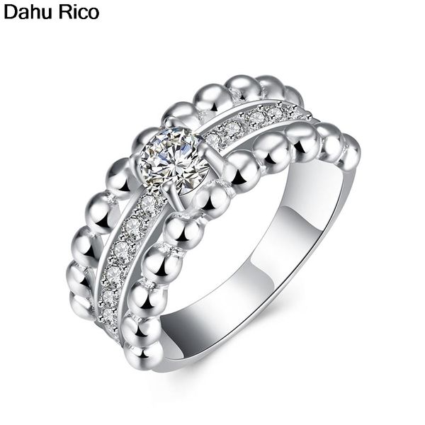 

in row column round ringen sortijas women damskie cubic zirconia piedras blancos de luxo juwelen luck palace ara dahu rico rings, Golden;silver