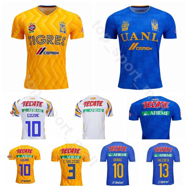 

tigres uanl 2019 мужчины футбол gignac джерси хозяева away мексика клуб лига мх варгас родригес пизарро гузман футбол футболка комплекты уни, Black;yellow