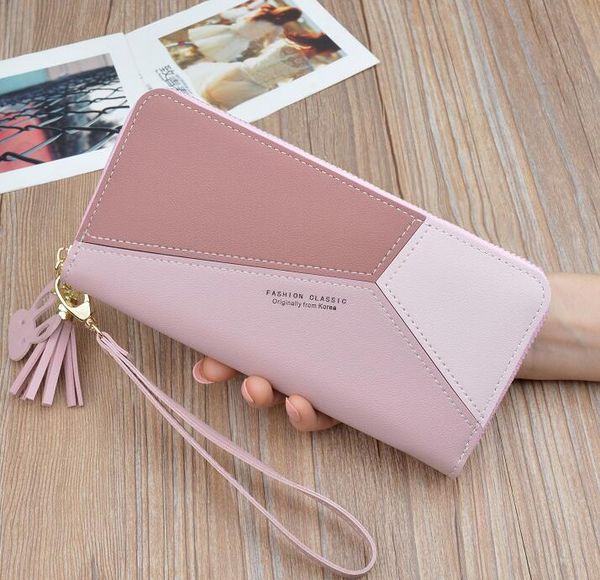 

designer women handbag purse female long korean version color stitching zipper large-capacity money mobile phone bag wallet card bags/3