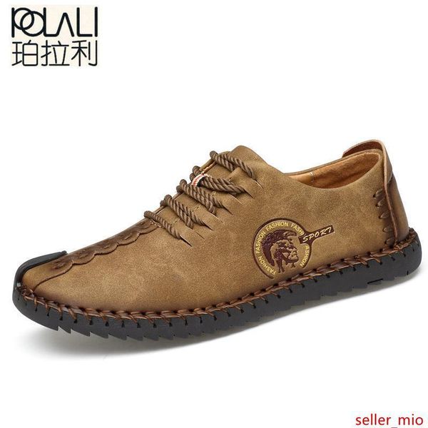 

polali new comfortable big size 38-48 casual shoes loafers men shoes quality split leather shoes men flats moccasins