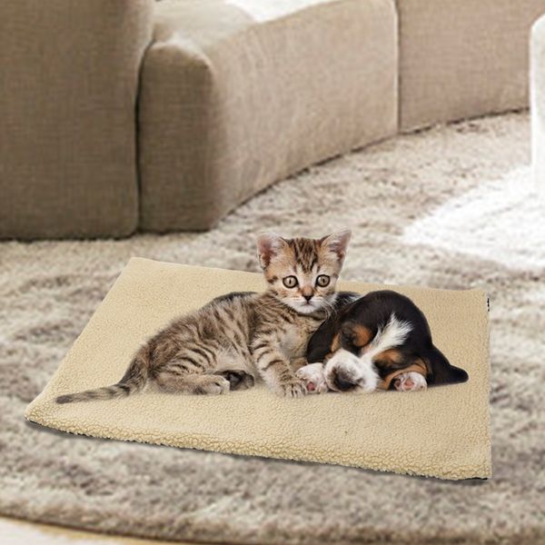 

self heating pet bed super soft fleece comfortable mat warmer sheepskin puppy dog pad pet-washable blanket for cats dogs 60x45cm