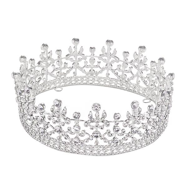 

eseres rhinestone wedding crown royal queen crown hair jewelry for wedding & party & birthday, Golden;white
