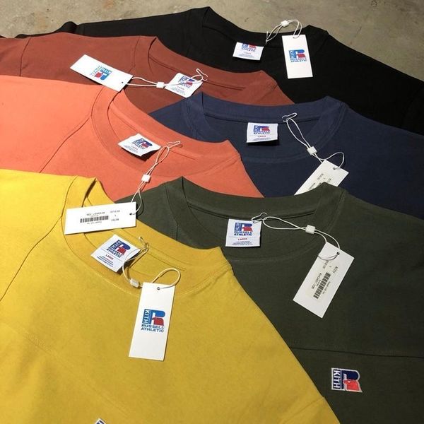 

19ss trend colorful tee retro street hit color men women summer tee street skateboard casual short sleeves tee hfsstx006, White;black