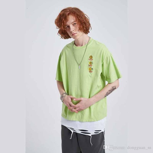 

20ss solid color embroidery mens tshirts short sleeve loose casual streetwear t shirt oversize hip hop crewneck t-shirt, White;black