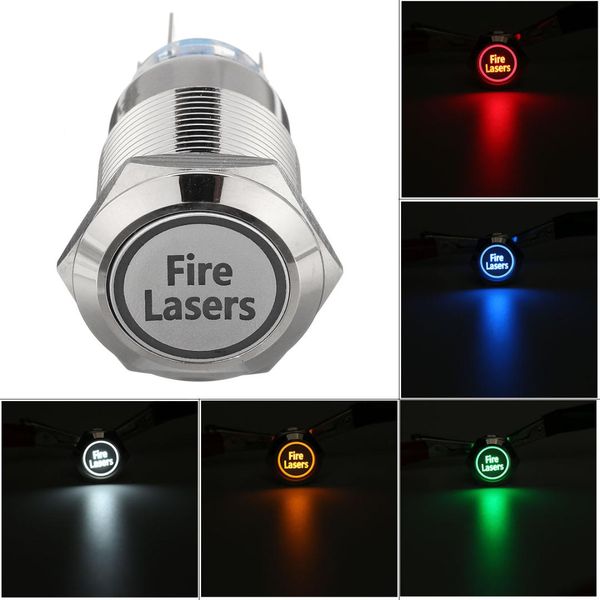 

12v 19mm 5 pin silver cab lock metal push button switch led light momentary