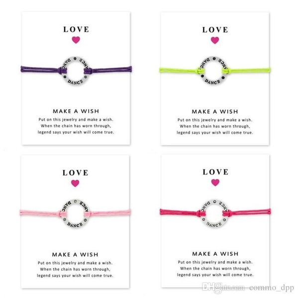 

love dance bracelets with gift card girls round charm infinity make a wish bangle for women fashion jewelry accessories, Golden;silver