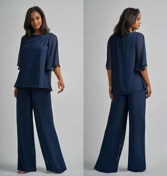 

a line jasmine mother of the bride dress pants jewel neck 1/2 long sleeve chiffon two pieces wedding guest dresss floor length evening gown, Black;red