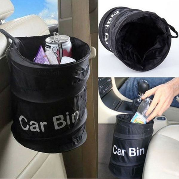 

black foldable car garbage bin truck receptacle bucket chair back receptacle bag