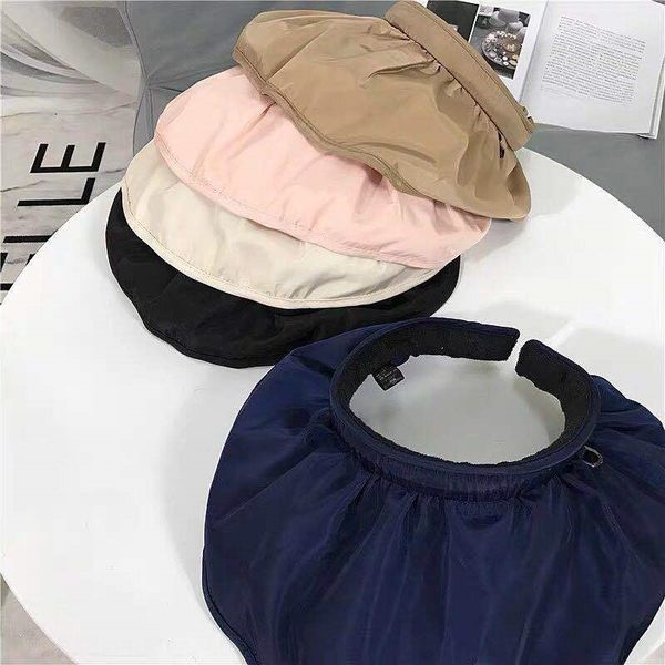 

foldable hair hoop type beilei empty cap large eaves sunscreen shell hair band cap large quantity and excellent price, Blue;gray