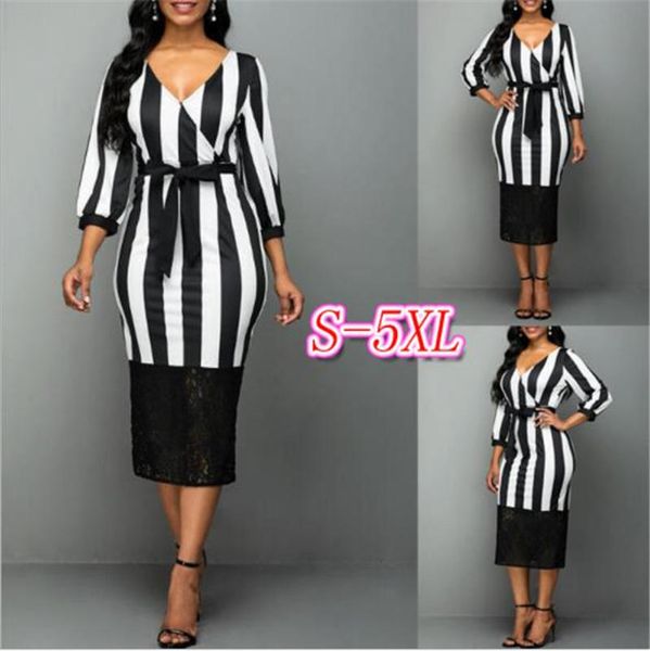 

Striped Printed Womens Designer Dresses High Waist Plus Size Womens Dresses 5XL Womens Clothing New Arrival
